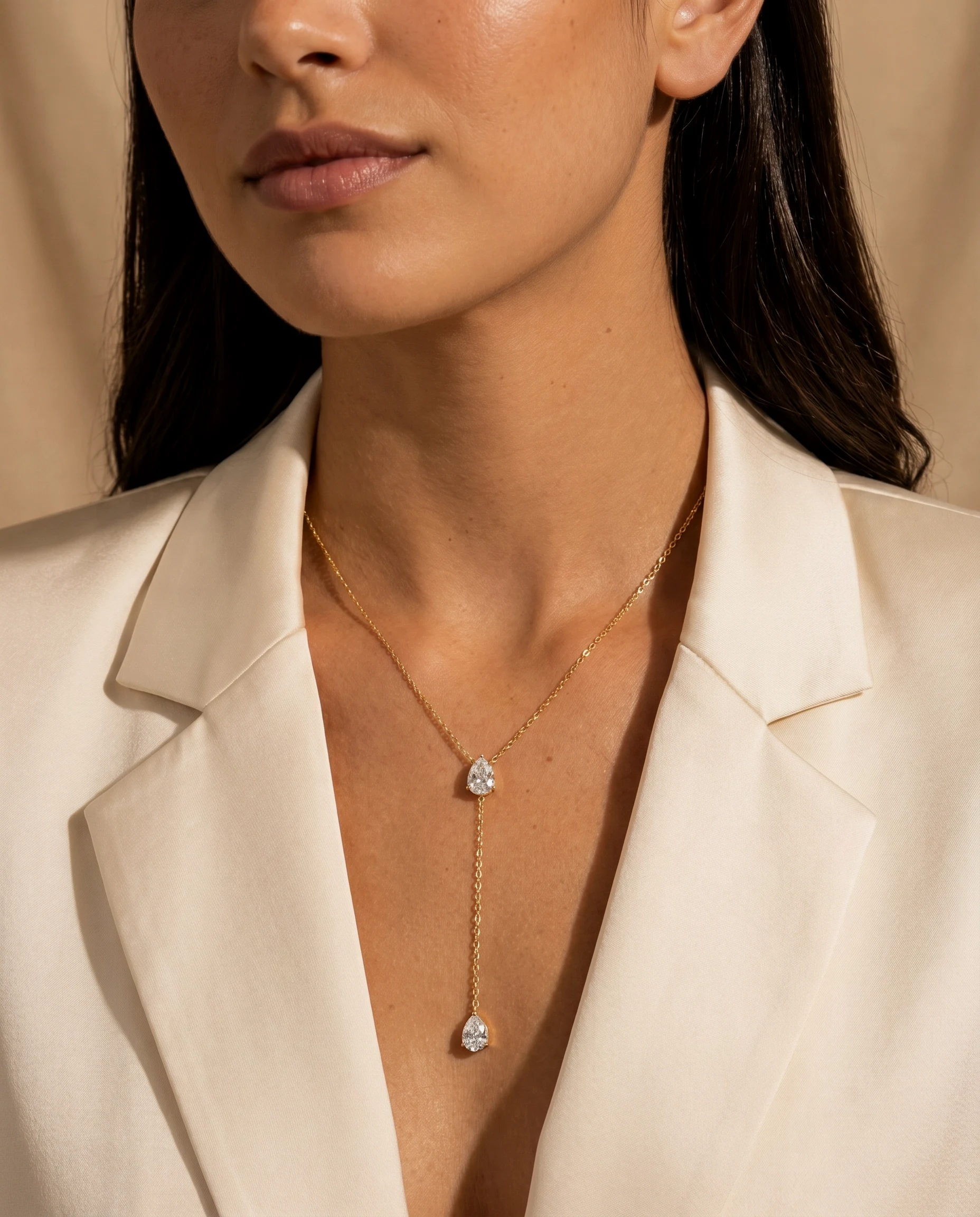Liaison Lariat Pear on model