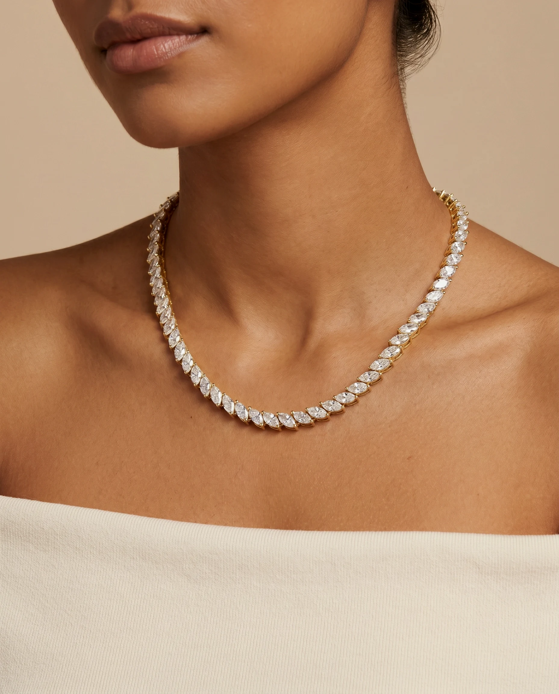 Marquise Rivière Necklace on model
